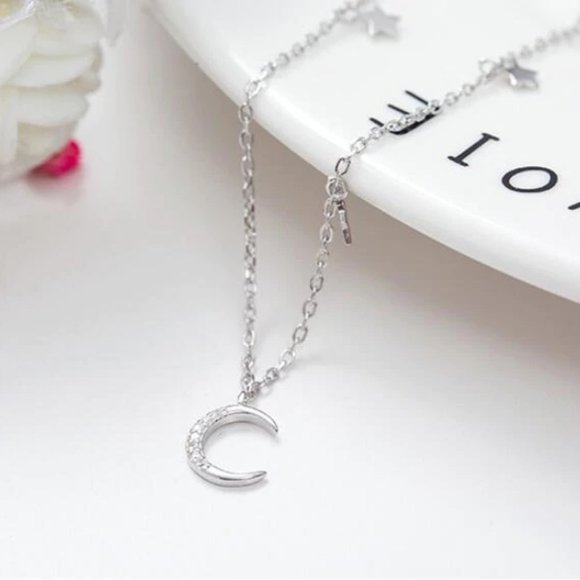 NEW 925 Sterling Silver Diamond Star Necklace H - Picture 10 of 14